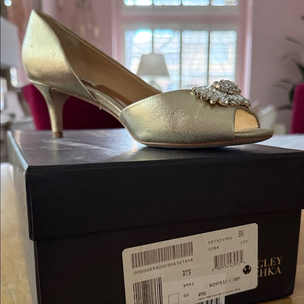 Badgley Mischka Gold Embellished Heels